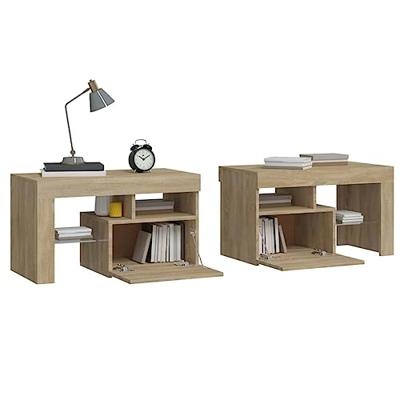 Nachtkastjes 2 st LED-verlichting 70x36,5x40 cm sonoma eiken