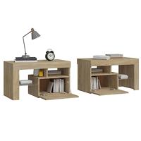 Nachtkastjes 2 st LED-verlichting 70x36,5x40 cm sonoma eiken - thumbnail