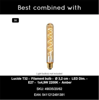 Lucide ROLLO - Hanglamp - 3xE27 - Taupe