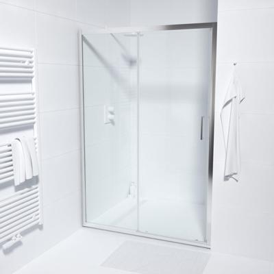 Marenza Slide Quick Fit Schuifdeur - 130x190cm - 6mm veiligheidsglas - alu profiel - anti kalk - chroom SAQ6121-130