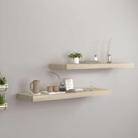 Wandschappen zwevend 2 st 80x23,5x3,8 cm MDF eikenkleurig - thumbnail