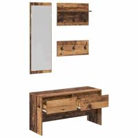 Halmeubelset met lade Oud hout 90 x 31 x 46,5 cm Bewerkt hout - thumbnail