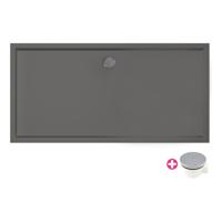 Douchebak Xenz Mariana | 180x90x4 cm | Incl.Afvoersifon-Chroom | Acryl | Rechthoekig | Antraciet mat - thumbnail