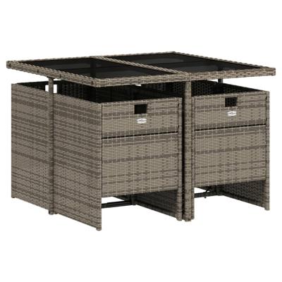 5-delige Tuinset met kussens poly rattan grijs - thumbnail