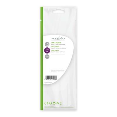 USB 2.0-Kabel | Micro-B Male - A Female | 0,2 m | Zwart