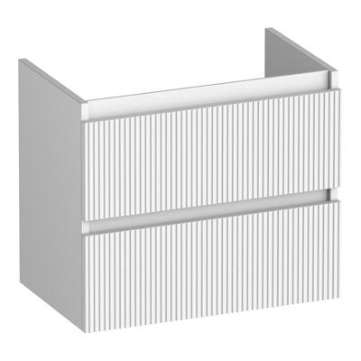 Brauer Joy Wavy - Onderkast Ondiep - 60 cm - met 2 Softclose Lades Greeploos en 1 Sifon Uitsparing - Mat Wit