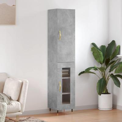Hoge kast 34,5x34x180 cm bewerkt hout betongrijs