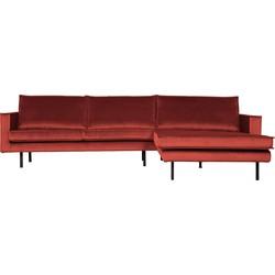 WOOOD Loungebank 'Rodeo' Rechts, Velvet, kleur Chestnut