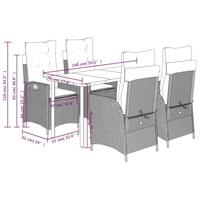 5-delige Tuinset met kussens poly rattan bruin - thumbnail