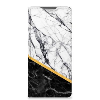 Samsung Galaxy S20 FE | Standcase | Marmer Wit Zwart - Origineel Cadeau Man Samsung Galaxy S20 FE | Standcase | Marmer Wit Zwart - Origineel Cadeau Man