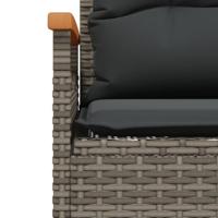 Tuinbank met kussens 116x62,5x74 cm poly rattan grijs - thumbnail
