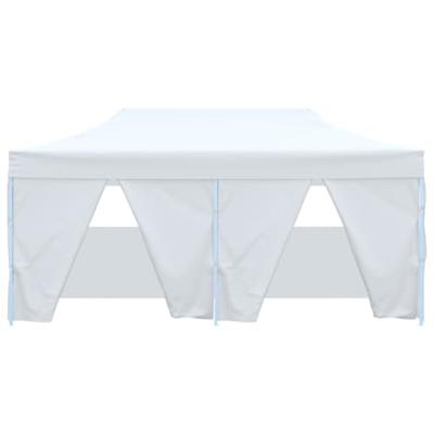 Partytent met 4 zijwanden inklapbaar 3x6 m staal wit - thumbnail
