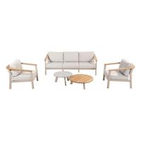 Taste by 4SO Emma set koffie tafels 65cm en 80 cm rond printed keramiek en teak latte - thumbnail