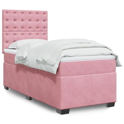 Boxspring met matras fluweel roze 80x200 cm