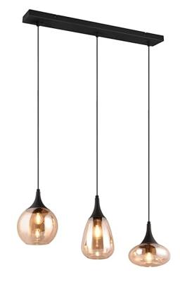 Trio 3-lichts hanglampLumina met amber glas - 317000313