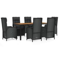 7-delige Tuinset met kussens poly rattan zwart - thumbnail