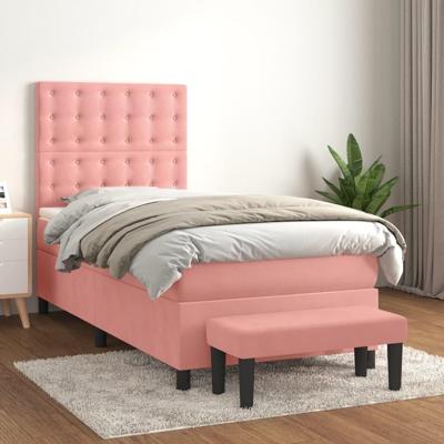 Boxspring met matras fluweel roze 80x200 cm