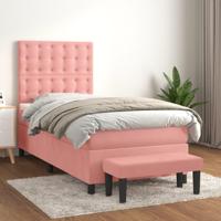 Boxspring met matras fluweel roze 80x200 cm - thumbnail