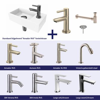 FonteinPack Ink Versus Rechts Mat Wit RVS (Keuze uit 8 kranen) FonteinPack Ink Versus Rechts Mat Wit RVS (Keuze uit 8 kranen)