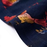 Kinderjurk met lange mouwen vogelprint 104 marineblauw - thumbnail