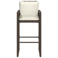 Tuinbarkrukken 2 st met kussens poly rattan bruin - thumbnail