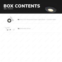 Set van 4 Pavo - Platte LED ipbouwspots met lage inbouwdiepte 12mm - 3 Watt 300 Lumen - 2700K Warm wit - Dimbaar - Rond - Meubelspot - IP44 waterdicht - Zwart - thumbnail