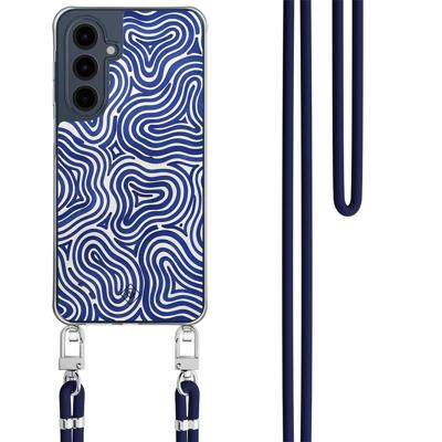 Samsung Galaxy A16 hoesje met donkerblauw koord - Ocean waves