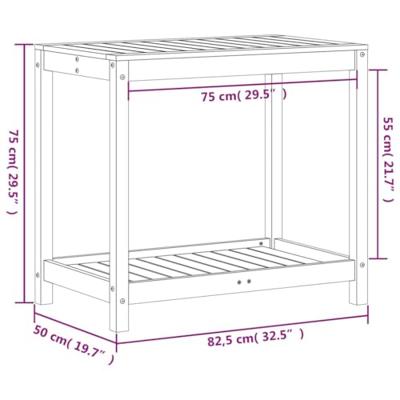 Oppottafel met schap 82,5x50x75 cm massief douglashout Oppottafel met schap 82,5x50x75 cm massief douglashout