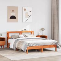 Bedframe zonder matras massief grenenhout wasbruin 135x190 cm - thumbnail