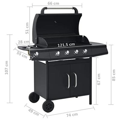 VidaXL Gasbarbecue 4+1 kookzone staal zwart
