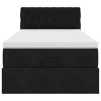Ottoman bed met matras 100x200 cm fluweel zwart - thumbnail
