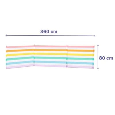Windscherm 4 Stokken Staal Polyester Kleurige Strepen 360X80 cm Strand, Zwembad, Tuin