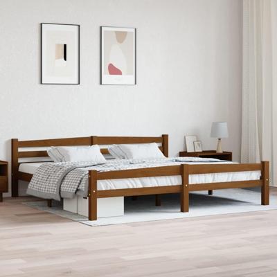 Bedframe massief grenenhout honingbruin 200x200 cm