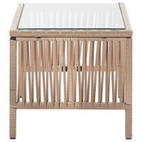 4-delige Loungeset met kussens poly rattan beige - thumbnail