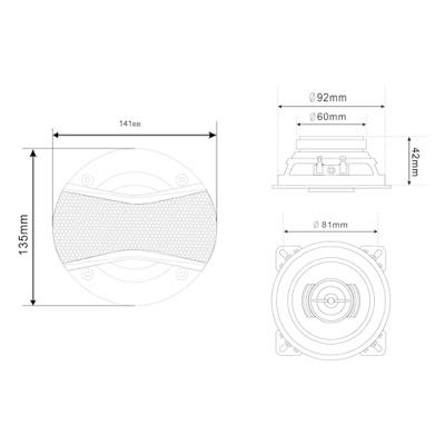 Autospeakers - Speakerset 10 Cm - 2 Wegs Coaxiale Luidsprekers - 30 Mm Tweeters - 80 W Max (CDS4G) - thumbnail