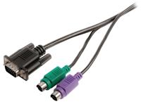 Valueline VLCP59850B20 Kvm Kabel Vga Male - 2x Ps2 Male - Vga Female - 2x Ps2 Male 2,00 M Zwart - thumbnail