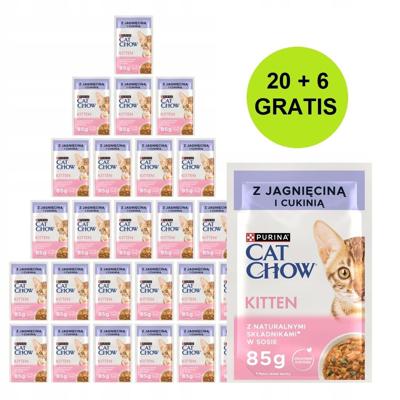 PURINA Cat Chow Kitten with lamb and zucchini in sauce - nat kattenvoer - 26x85g (20 + 6 GRATIS)