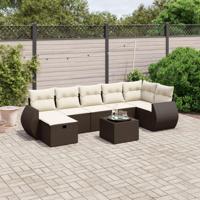 8-delige Loungeset met kussens poly rattan bruin - thumbnail