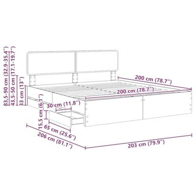 Bedframe met lade Sonoma Eiken 200 x 200 cm Geconstrueerd hout