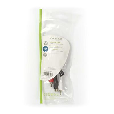 Subwooferkabel | 2x RCA Male - RCA Female | 0,2 m | Zwart