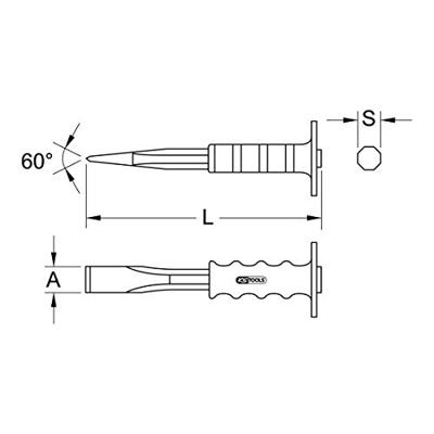 KS Tools Muurbeitel met handgreep, 8-kant, 400 mm 1620225