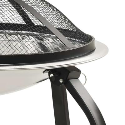 VidaXL Vuurschaal en barbecue 2-in-1 met pook 56x56x49 cm rvs