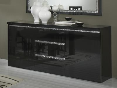 Dressoir REBECCA 2 deuren en 3 lades hoogglans zwart Dressoir REBECCA 2 deuren en 3 lades hoogglans zwart