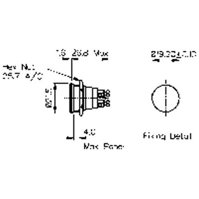 Bulgin MP0037 MP0037 Vandalismebestendige druktoets 50 V 1 A 1x uit/(aan) Moment (Ø x l) 21.5 mm x 29.6 mm IP68 (frontplaten afdichting) 1 stuk(s)