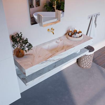 MONDIAZ ALAN-DLUX 150cm planchet Frappe. Vrijhangende wastafel CLOUD midden zonder kraangat, kleur Frappe. MONDIAZ ALAN-DLUX 150cm planchet Frappe. Vrijhangende wastafel CLOUD midden zonder kraangat, kleur Frappe.