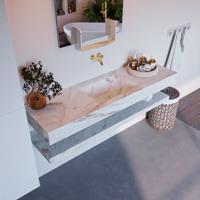 MONDIAZ ALAN-DLUX 150cm planchet Frappe. Vrijhangende wastafel CLOUD midden zonder kraangat, kleur Frappe. - thumbnail