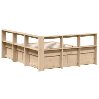 Bed met boekenkast zonder matras massief grenenhout 140x200 cm - thumbnail