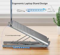 UNITEK VERSTELBARE LAPTOPSTANDER + HUB - thumbnail