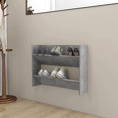 VidaXL Wandschoenenkast 80x18x60 cm bewerkt hout betongrijs VidaXL Wandschoenenkast 80x18x60 cm bewerkt hout betongrijs