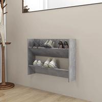 VidaXL Wandschoenenkast 80x18x60 cm bewerkt hout betongrijs - thumbnail